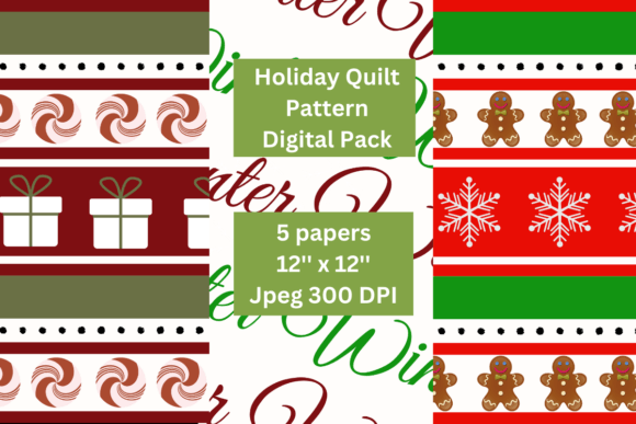 Download Holiday Quilt Pattern Digital Papers - Holiday Collection
